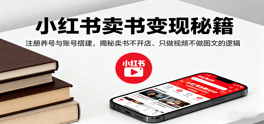 小红书卖书变现秘籍，注册养号与账号搭建，揭秘卖书不开店、只做视频不做图文的逻辑-学链网创