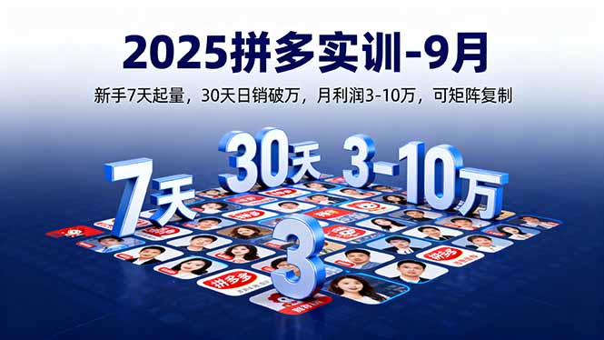 2025拼多多实训-9月:新手7天起量,30天日销破万,月利润3-10万,可矩阵复制-学链网创
