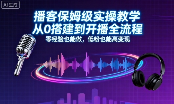 播客保姆级实操教学，从0搭建到开播全流程，零经验也能做，低粉也能高变现-学链网创