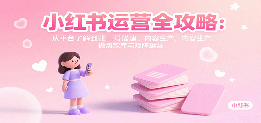 小红书运营全攻略：从平台了解到账号搭建、内容生产，做爆款库与矩阵运营-学链网创