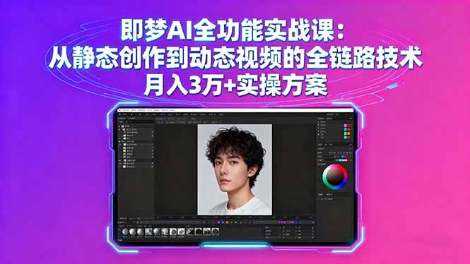 即梦AI全功能实战课：从静态创作到动态视频的全链路技术 月入3万+实操方案-学链网创