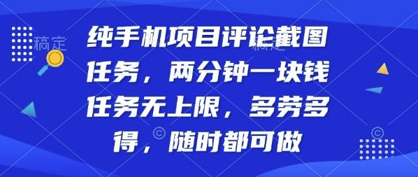 纯手机项目评论截图任务，两分钟一块钱多劳多得，随时随地都能做【揭秘】-学链网创