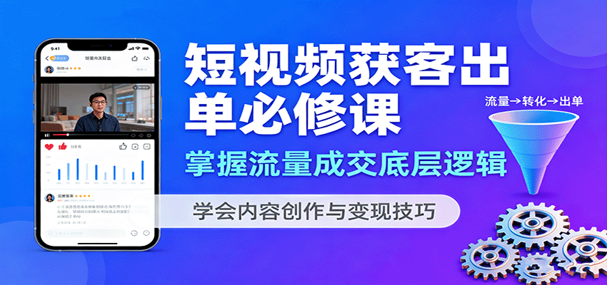 短视频获客出单必修课：掌握流量成交底层逻辑，学会内容创作与变现技巧-学链网创