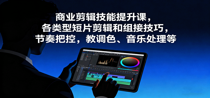 商业剪辑技能提升课，各类型短片剪辑和组接技巧，节奏把控，教调色、音乐处理等-学链网创