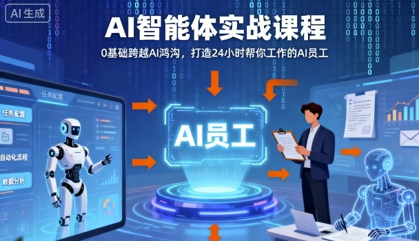 Ai智能体实战课程，0基础跨越Ai鸿沟，打造24小时帮你工作的Ai员工，打破常规，以实战定义Ai-学链网创