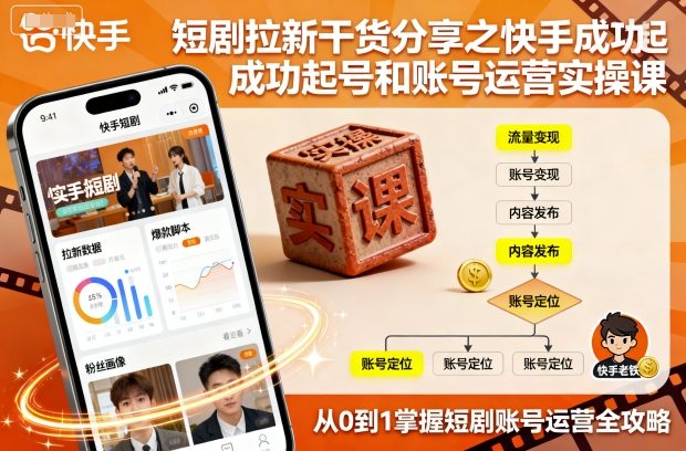 短剧拉新干货分享之快手成功起号和账号运营实操课-学链网创