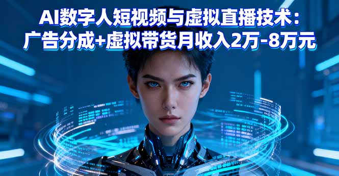 AI数字人短视频与虚拟直播技术：广告分成+虚拟带货月收入2万-8万元-学链网创