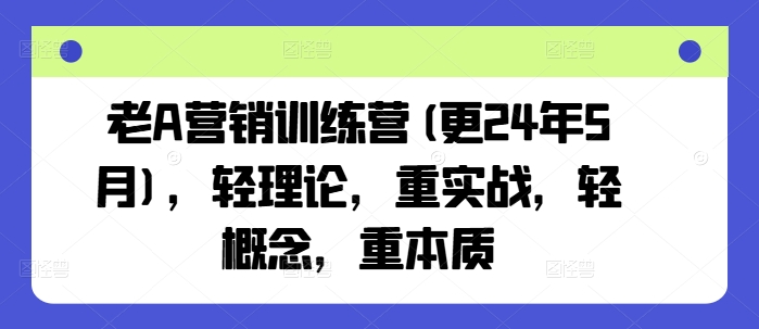 老A营销训练营(更25年10月)，轻理论，重实战，轻概念，重本质-学链网创