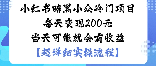 小红书暗黑小众冷门项目每天变现2张当天可能就会有收益-学链网创