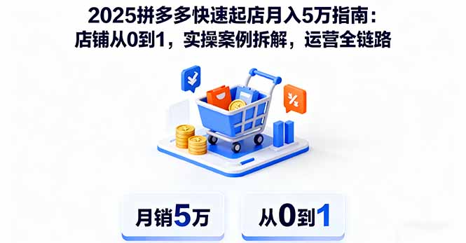 2025拼多多快速起店月入5万指南：店铺从0到1，实操案例拆解，运营全链路-学链网创
