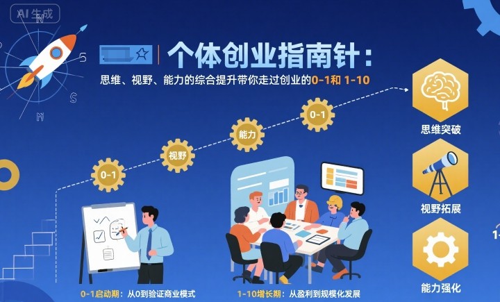 个体创业指南针，思维、视野、能力的综合提升带你走过创业的0-1和1-10【音频】-学链网创