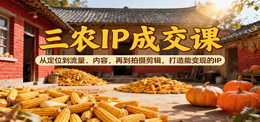三农IP成交课:从定位到流量、内容,再到拍摄剪辑,打造能变现的IP-学链网创