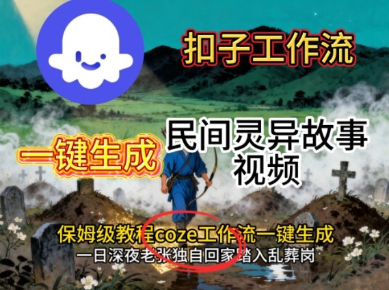 Coze扣子工作流一键生成民间灵异故事视频，保姆级教程搭建教学-学链网创