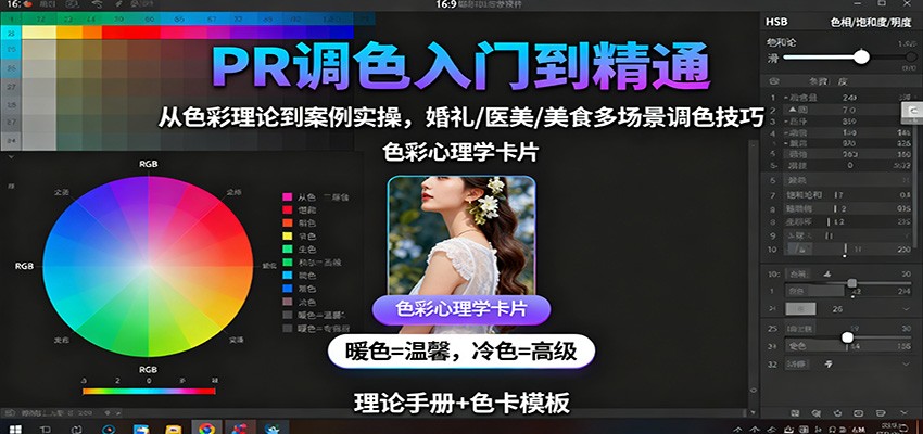 PR调色入门到精通：从色彩理论到案例实操，婚礼/医美/美食多场景调色技巧-学链网创