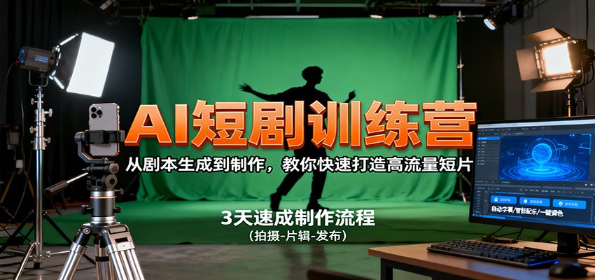 AI短剧训练营，从剧本生成到制作，教你快速打造高流量短片-学链网创