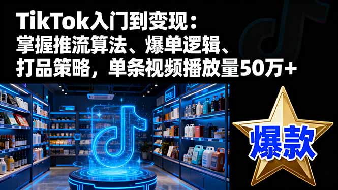 TikTok入门到变现：掌握推流算法、爆单逻辑、打品策略，单条视频播放量50w-学链网创