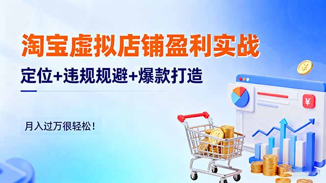 淘宝虚拟店铺盈利实战：定位+违规规避+爆款打造，月入过万很轻松！-学链网创