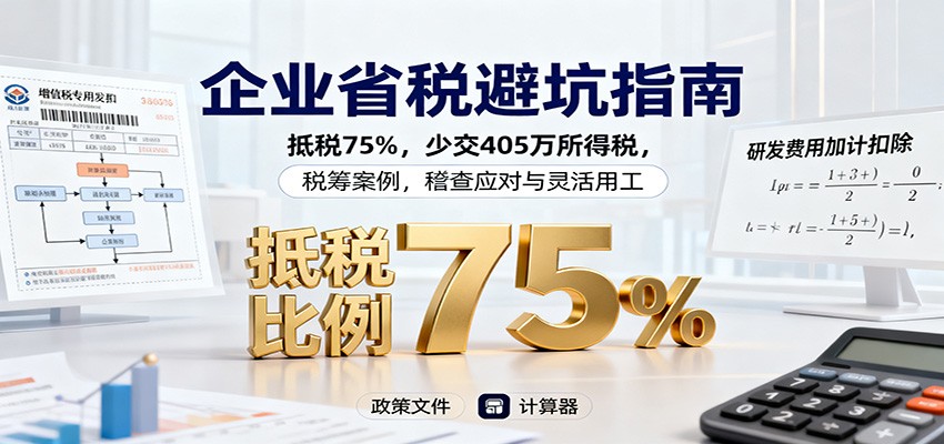 企业省税避坑指南：抵税75%，少交405万所得税，税筹案例，稽查应对与灵活用工-学链网创