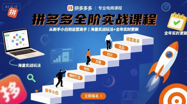 拼多多全阶实战课程，从新手小白到运营高手，海量实战玩法+全年实时更新【2025年10月更新】-学链网创