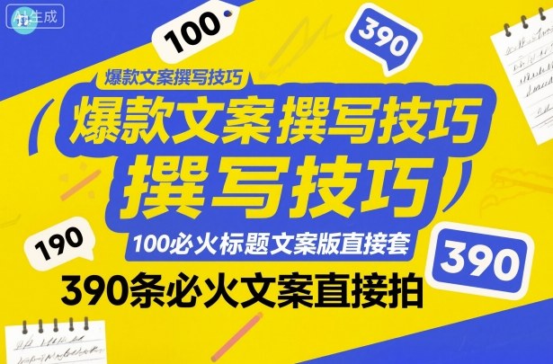 爆款文案撰写技巧，100个必火标题文案模版直接套，390条必火文案直接拍-学链网创