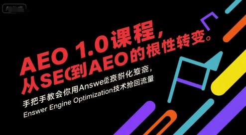 AEO 1.0 课程，从SEO到AE0的基命性转变，手把手教会你用AnswerEngineOptimization技术抢回流量(更新)-学链网创