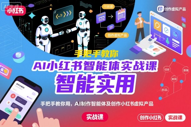 AI小红书智能体实战课，手把手教你用AI制作智能体及创作小红书虚拟产品，提效+内容商业化(更新)-学链网创