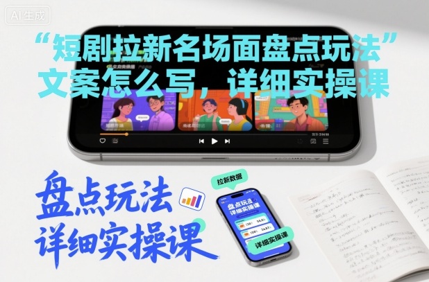 短剧拉新名场面盘点玩法文案怎么写，详细实操课-学链网创