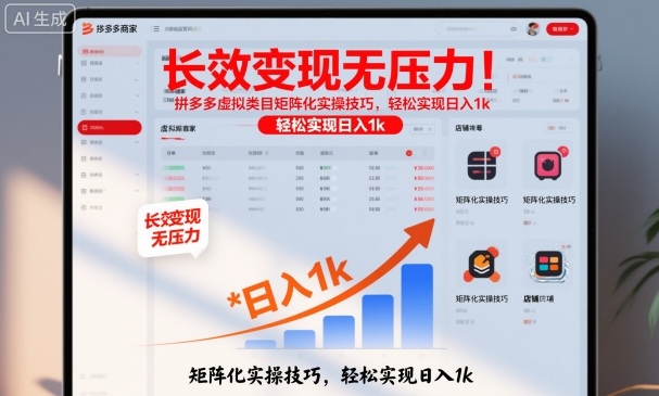 长效变现无压力！拼多多虚拟类目矩阵化实操技巧，轻松实现日入1k【揭秘】-学链网创