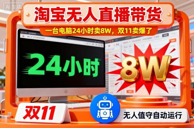 淘宝无人直播带货，一台电脑214小时卖8W，双11卖爆了【揭秘】-学链网创