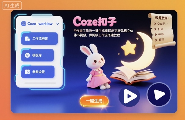 Coze扣子工作流一键生成童话皮克斯风格立体书视频，保姆级工作流搭建教程-学链网创