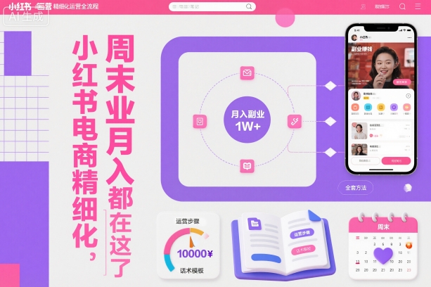 小红书电商精细化运营全流程，周末副业月入1W+，全套方法都在这了-学链网创