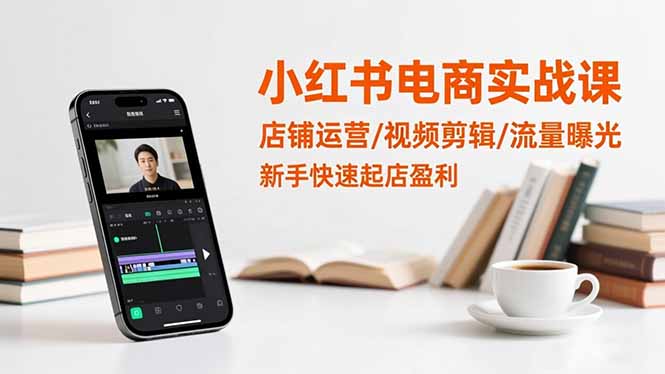 小红书电商实战课：店铺运营/视频剪辑/流量曝光，新手快速起店盈利-学链网创