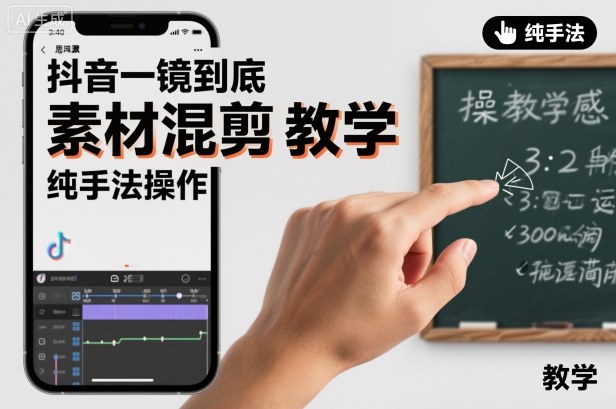 抖音一镜到底素材混剪教学，纯手法操作-学链网创