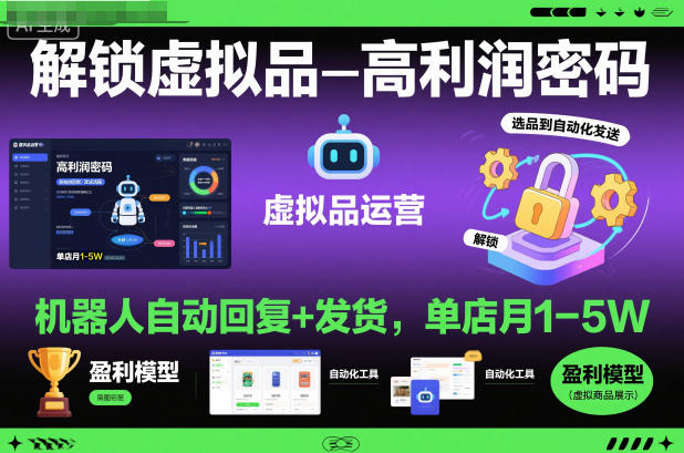 解锁虚拟品高利润密码：机器人自动回复+发货，单店月1-5W【揭秘】-学链网创