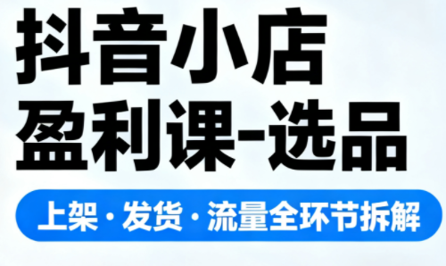 抖音小店盈利课-选品·上架·发货·流量全环节拆解-学链网创