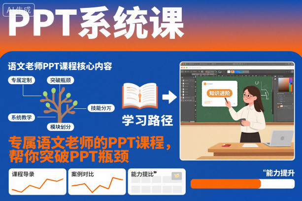 PPT系统课，专属语文老师的PPT课程，帮你突破PPT瓶颈-学链网创