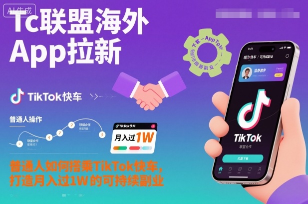Tc联盟海外App拉新：普通人如何搭乘TikTok快车，打造月入过1W的可持续副业-学链网创