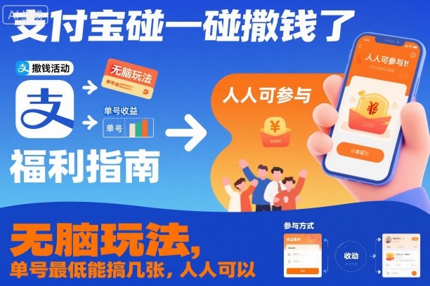 支付宝碰一碰撒钱了，无脑玩法，单号最低能搞几张，人人可以撸【揭秘】-学链网创