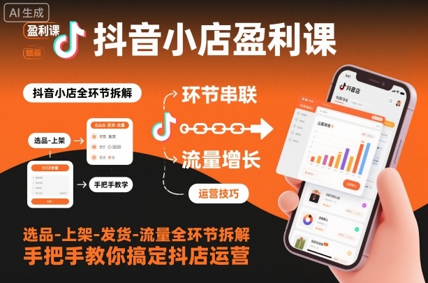 抖音小店盈利课-选品-上架-发货-流量全环节拆解，手把手教你搞定抖店运营-学链网创