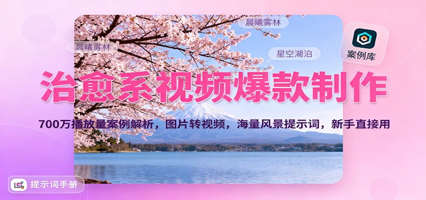 治愈系视频爆款制作，700万播放量案例解析，图片转视频，海量风景提示词，新手直接用-学链网创