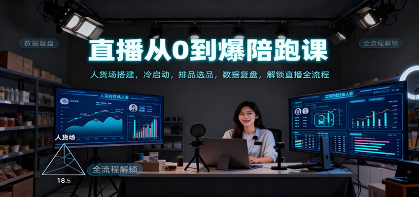 直播从0到爆陪跑课：人货场搭建，冷启动，排品选品，数据复盘，解锁直播全流程-学链网创