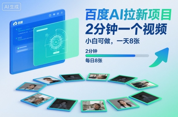 百度AI拉新项目，2分钟一个视频，小白可做，一天8张【附案例+保姆级教程】-学链网创
