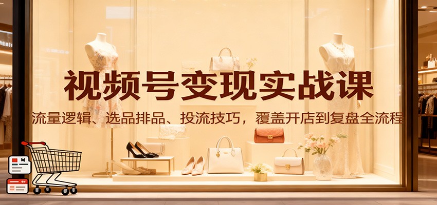 视频号变现实战课：流量逻辑、选品排品、投流技巧，覆盖开店到复盘全流程-学链网创