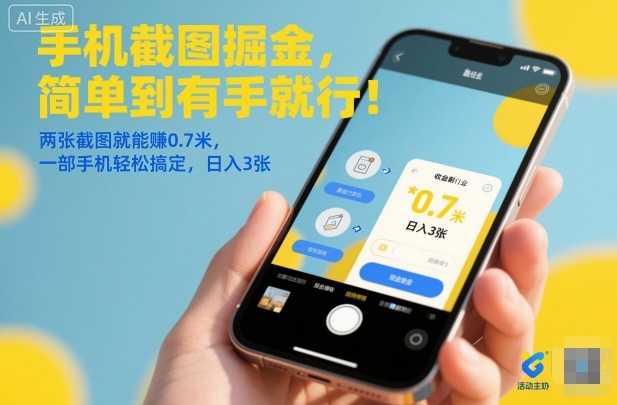手机截图掘金，简单到有手就行！两张截图就能賺0.7米，一部手机轻松搞定，日入3张【揭秘】-学链网创