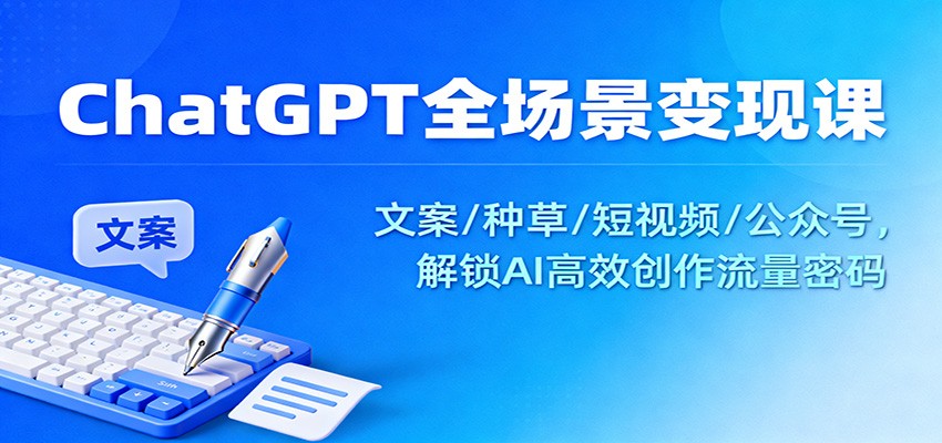 ChatGPT全场景变现课：文案/种草/短视频/公众号，解锁AI高效创作流量密码-学链网创