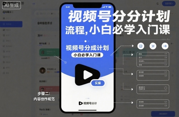 视频号分成计划实操流程，小白必学入门课-学链网创