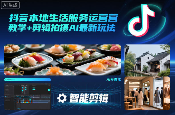 抖音本地生活服务运营教学+剪辑拍摄AI最新玩法-学链网创