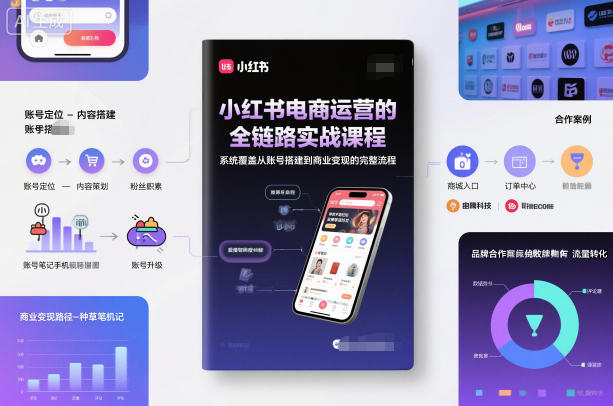 小红书电商运营的全链路实战课程，系统覆盖从账号搭建到商业变现的完整流程-学链网创