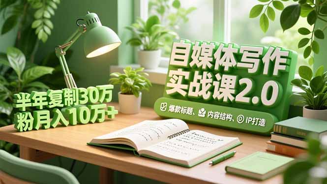 自媒体写作实战课2.0，爆款标题、内容结构、IP打造，半年复制30万粉月入10万+-学链网创