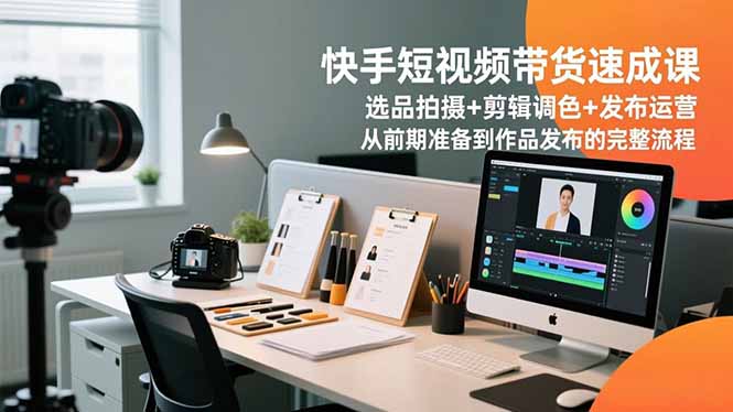 快手短视频带货速成课，选品拍摄+剪辑调色+发布运营，从前期准备到作品发布的完整流程-学链网创